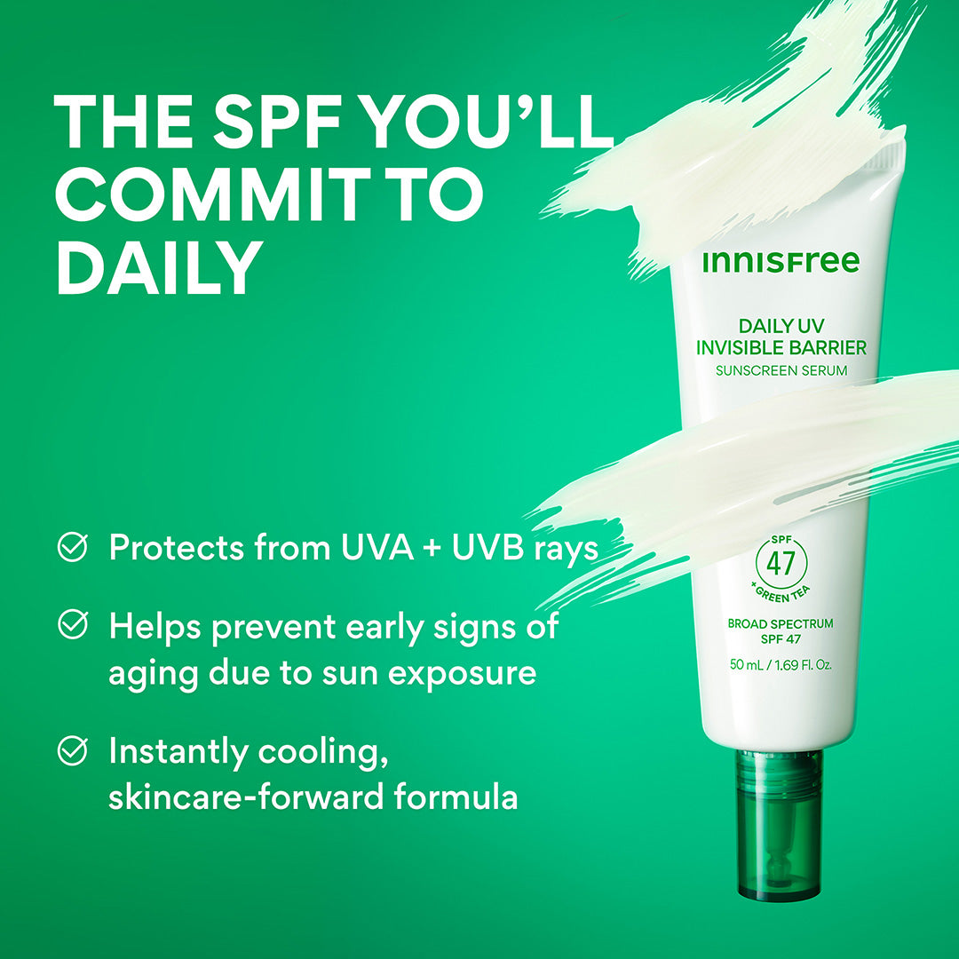 Daily UV Invisible Barrier Sunscreen Serum Broad Spectrum SPF 47 with Green Tea - Image 10