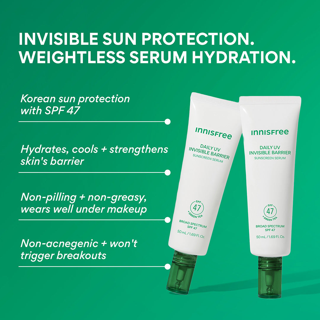 Daily UV Invisible Barrier Sunscreen Serum Broad Spectrum SPF 47 with Green Tea - Image 2